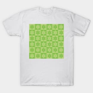 Floral Checkered Pattern in Green T-Shirt
